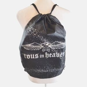 Tous in Heaven Nylon Drawstring Rave Backpack 17 in X 13.5 in Black Silver